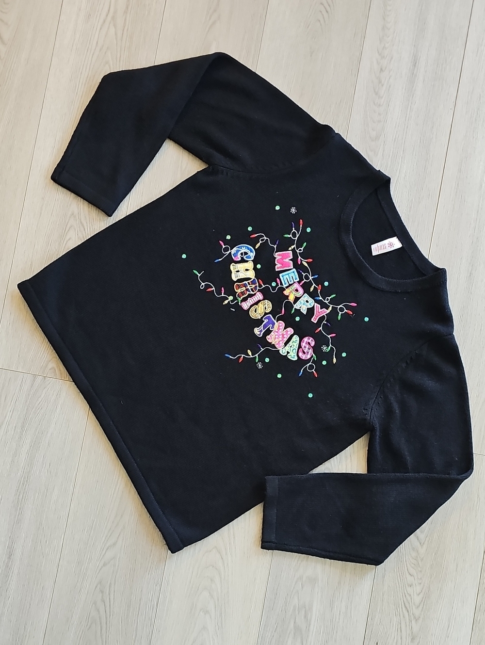 Holiday Time Embellished Ugly Christmas Sweater, XL